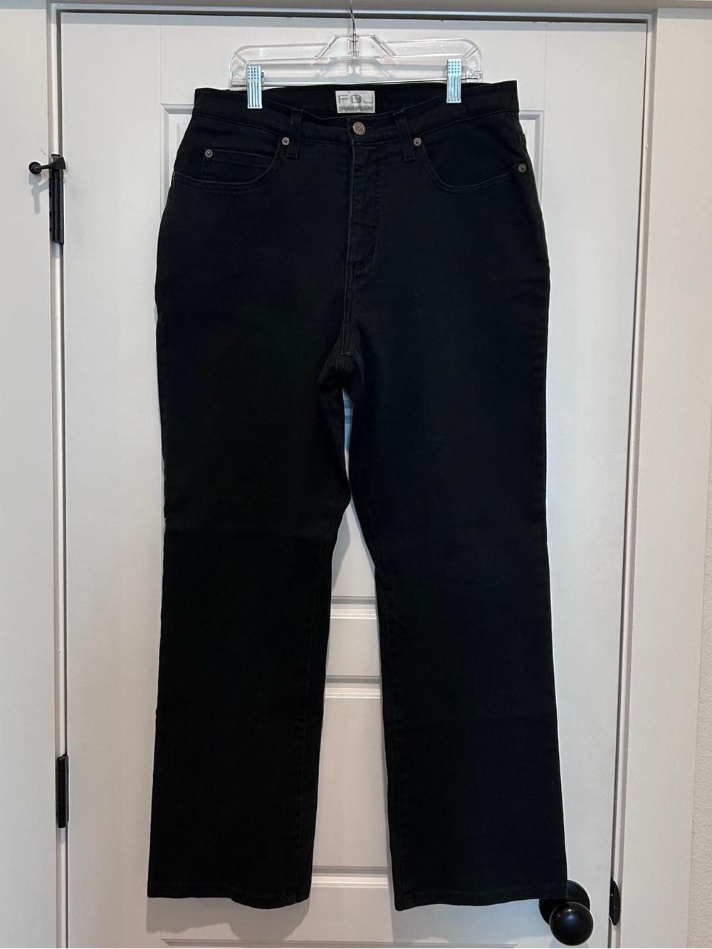 French Dressing Jeans Straight-Leg Jeans in Black-Stretch-Size 10